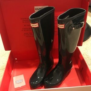 Teal/ Dark Green Hunter Tall Rain Boots